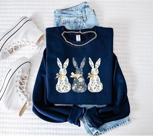 Up2ournecksinfabric, Floral Bunny Sweatshirt, Womens Easter Sweatshirt Green in Saudi Arabia