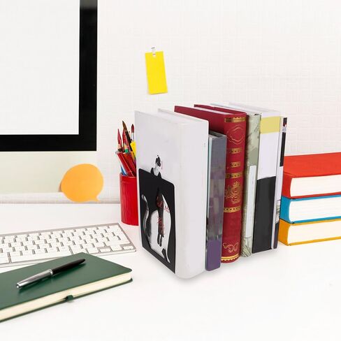 LIFKOME قطعتان من الدفتين المعدنية بتصميم قطة للأرفف، سدادات كتب حيوانات فريدة من نوعها، ثبات موثوق به للدراسة وديكور المنزل، حاملات الكتب الزخرفية الإبداعية in Saudi Arabia