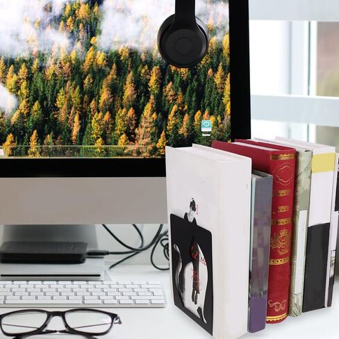 LIFKOME قطعتان من الدفتين المعدنية بتصميم قطة للأرفف، سدادات كتب حيوانات فريدة من نوعها، ثبات موثوق به للدراسة وديكور المنزل، حاملات الكتب الزخرفية الإبداعية in Saudi Arabia