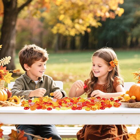 160 PCS Thanksgiving Acrylic Leaves Fall Acrylic Mini Pumpkins Acorns Gems Decor for Fall Sensory Bin Filler Preschool Counting Thanksgiving Table Autumn Home Party Decoration in Kuwait