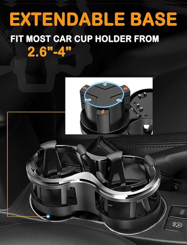 Kwak's Car Cup Holder Expander, 2 in 1 Extra Cup Holder Adapter Extender for Car with Expandable Insert, Fits Drink Cup,Tea Cup,Soda Can,Car Ashtray, etc in Kuwait