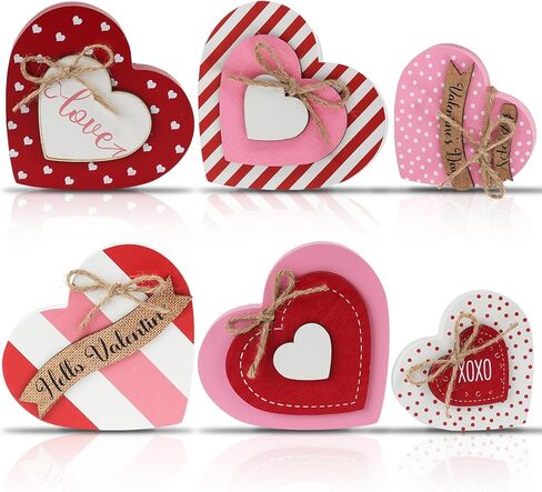 6Pcs St. Patrick's Day Table Wooden Sign Shamrock Wooden Signs Green Shamrock Tabletop Decoration Lucky Clover Table Centerpieces Wood Blocks Irish Tiered Tray Decor for Home Office Kitchen Shelf in Kuwait