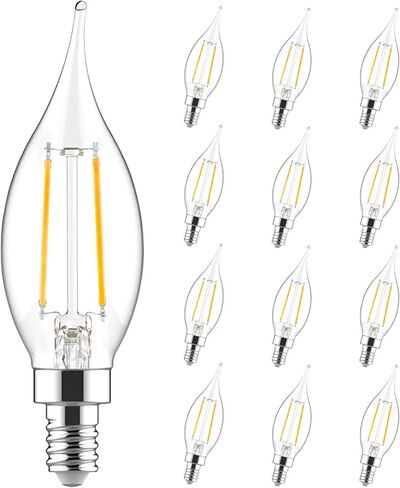 لمبة شمعدان Sigalux E12 مكافئة 40 وات، مصابيح إضاءة ثريا LED قابلة للتعتيم 5000K ضوء النهار الأبيض، CA10 على شكل شمعة E12 لمبة LED لمروحة السقف، 300LM، 6 عبوات in Kuwait