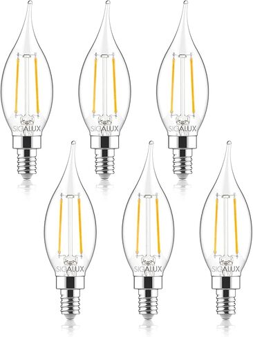 Sigalux E12 Candelabra Bulb 40 Watt Equivalent, LED Chandelier Light Bulbs Dimmable 2700K Soft White, CA10 Candle Shape E12 LED Bulb for Ceiling Fan, 3W 300LM, 6 Pack in Kuwait