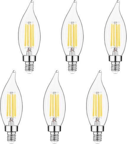 لمبة شمعدان Sigalux E12 LED مكافئة 60 وات، مصابيح إضاءة ثريا قابلة للتعتيم 2700K بيضاء ناعمة، CA10 مصابيح شموع للثريا، 5 وات، 450 لومن، 12 حزمة in Kuwait