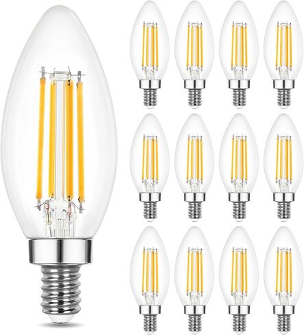Sigalux LED Candelabra Light Bulbs, Dimmable E12 LED Bulb 60W Equivalent, 2700K Soft White, B10 Candle Bulbs for Chandelier, 5W, 450LM,12 Pack in Kuwait