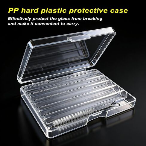 أنابيب نفخ زجاجية شفافة قابلة لإعادة الاستخدام مقاس 4 بوصات (100 مم): الطول: 4 بوصات: OD-12MM: سمك الجدار: 2 مم، 5 قطع أنابيب زجاجية + فرشاة تنظيف + صندوق حماية in Kuwait