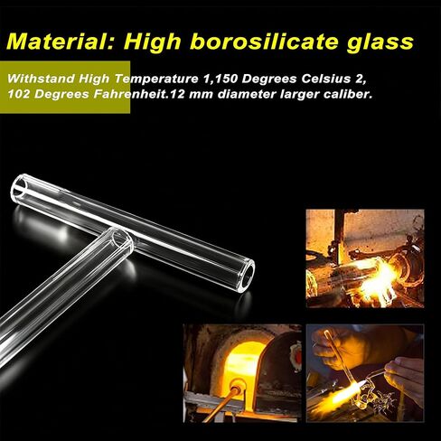 أنابيب نفخ زجاجية شفافة قابلة لإعادة الاستخدام مقاس 4 بوصات (100 مم): الطول: 4 بوصات: OD-12MM: سمك الجدار: 2 مم، 5 قطع أنابيب زجاجية + فرشاة تنظيف + صندوق حماية in Kuwait