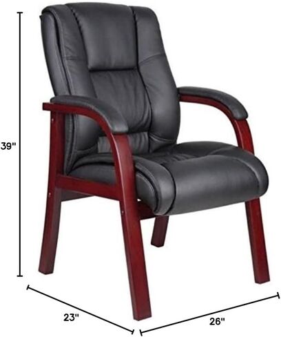 كرسي ضيوف Bowery Hill متوسط ​​الظهر، منجد من القماش، خشب الماهوجني والانتهاء باللون الأسود، مادة CaressoftPlus المتينة، 39 بوصة ارتفاع × 26 بوصة عرض × 23 بوصة عمق، وسائد مملوءة بالداكرون، مكتب معاصر أو غرفة انتظار in Kuwait