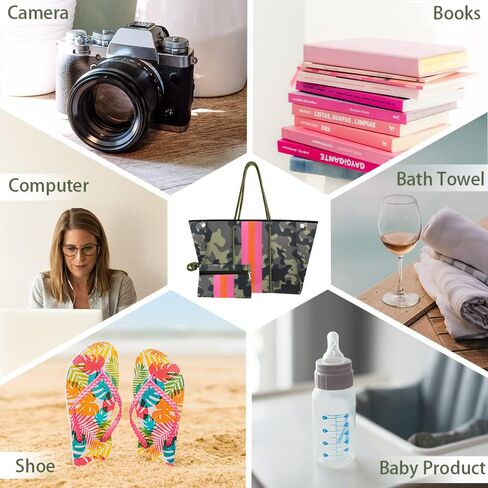 Beach Bag, Neoprene Tote Bag, Beach Bags Waterproof Sandproof, Multipurpose Large Tote Bag for Beach, Swimming, Gym Bag, Travel Bag （Camouflage） in Kuwait