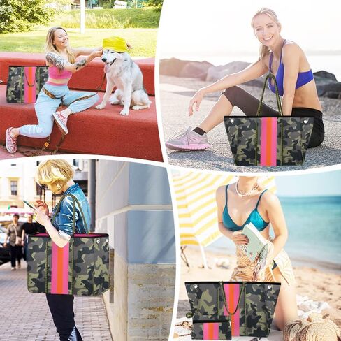 Beach Bag, Neoprene Tote Bag, Beach Bags Waterproof Sandproof, Multipurpose Large Tote Bag for Beach, Swimming, Gym Bag, Travel Bag （Camouflage） in Kuwait