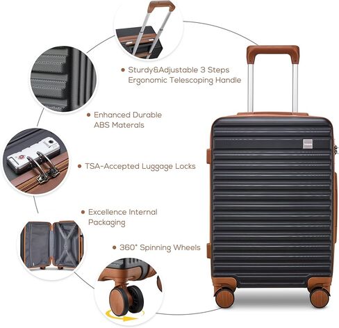 imiomo Carry on Luggage Sets,20 Inch Expandable Carry-on Suitcase with Spinner Wheels,Hard Shell Lightweight Rolling Travel Luggage with TSA Lock in Kuwait