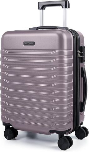 LIGHT FLIGHT Expandable Carry On Luggage 22x14x9 Airline Approved with Double Spinner Wheels, 20 Inch Lightweight Hard Shell Rolling Suitcases with TSA Lock, Rose Purple in Kuwait