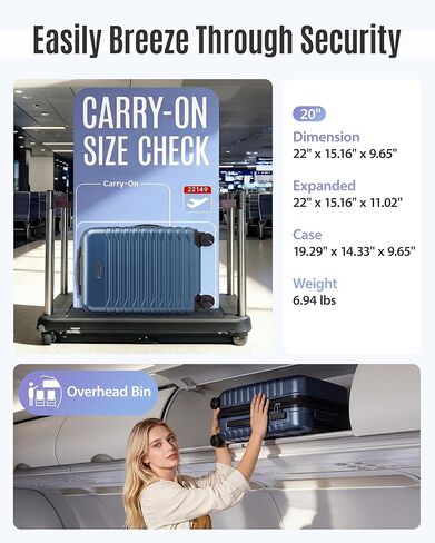 LIGHT FLIGHT Expandable Carry On Luggage 22x14x9 Airline Approved with Double Spinner Wheels, 20 Inch Lightweight Hard Shell Rolling Suitcases with TSA Lock, Rose Purple in Saudi Arabia