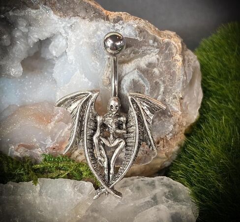 Unique Gothic Angel of Dore Demon Devil Wings Belly Ring Pierced Navel - Body Jewelry in Saudi Arabia