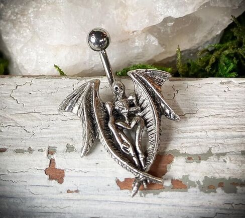 Unique Gothic Angel of Dore Demon Devil Wings Belly Ring Pierced Navel - Body Jewelry in Saudi Arabia