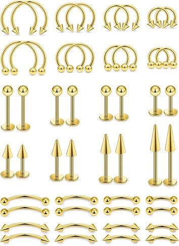 16G 20G Horseshoe Septum Nose Lip Rings Surgical Steel Tragus Forward Helix Conch Rook Daith Snug Cartilage Earring Medusa Vertical Labret Snake Bite Monroe Lip Piercing Jewelry for Women Men in Saudi Arabia