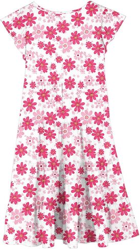 Dresses for Girls 10-12 Spring Summer Cute Crewneck Floral Dress Tween Beach Boho Graphic Short Sleeve Dress Kids in Saudi Arabia