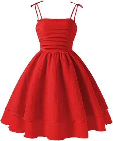 فستان طويل للفتيات من uhnmki ذو طبقات مكشكشة وربطة عنق على شكل حرف A فستان عيد ميلاد بدون أكمام in Kuwait