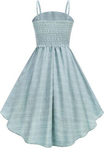Girls Dresses Smocked Ruched Flowy Cami Dress High Low Layered Semi Formal Summer Dress 6-12Y in Saudi Arabia