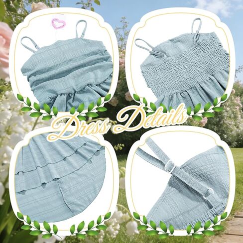 Girls Dresses Smocked Ruched Flowy Cami Dress High Low Layered Semi Formal Summer Dress 6-12Y in Saudi Arabia
