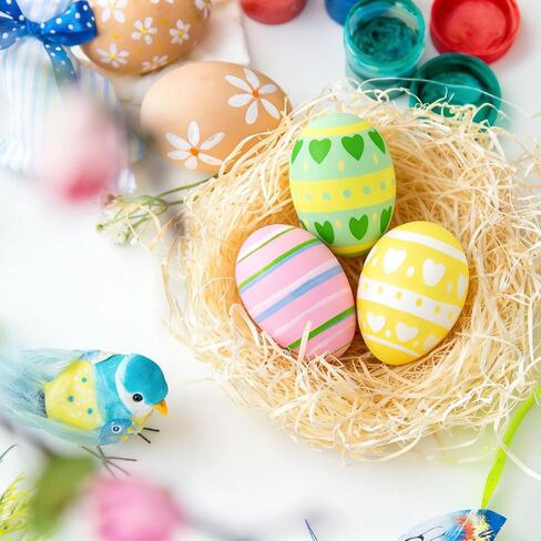 24 قطعة من بيض عيد الفصح المعلق، زينة عيد الفصح الملونة، زينة شجرة، مستلزمات حفلات الربيع، ديكور المنزل in Kuwait