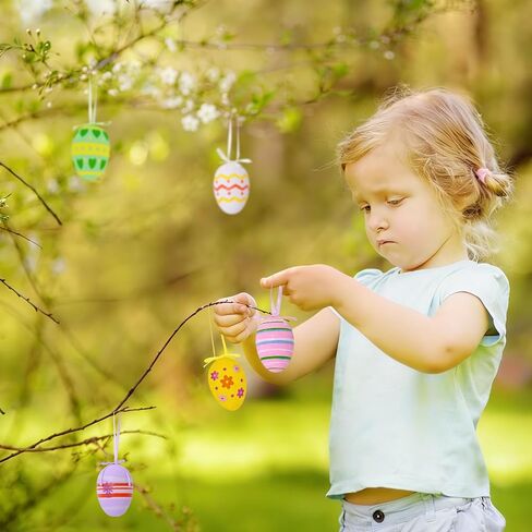 24 قطعة من بيض عيد الفصح المعلق، زينة عيد الفصح الملونة، زينة شجرة، مستلزمات حفلات الربيع، ديكور المنزل in Kuwait