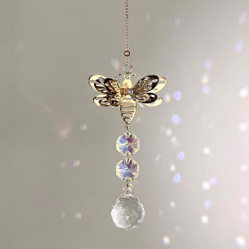 Crystal Suncatcher for Windows - Rainbow Maker Sun Catchers with Prisms Honey Bee Hanging Ornament for Christmas Wedding Garden Home Decor Gift in Saudi Arabia