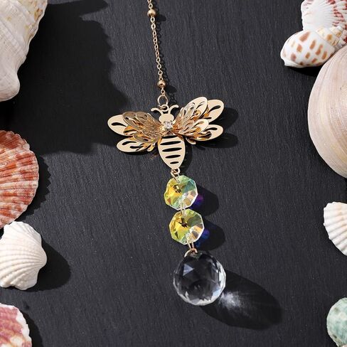 Crystal Suncatcher for Windows - Rainbow Maker Sun Catchers with Prisms Honey Bee Hanging Ornament for Christmas Wedding Garden Home Decor Gift in Saudi Arabia