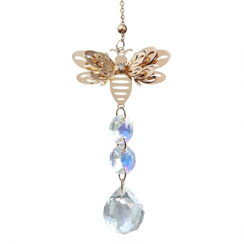 Crystal Suncatcher for Windows - Rainbow Maker Sun Catchers with Prisms Honey Bee Hanging Ornament for Christmas Wedding Garden Home Decor Gift in Saudi Arabia