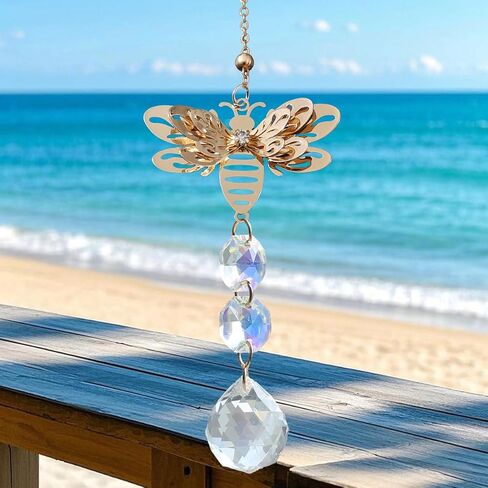 Crystal Suncatcher for Windows - Rainbow Maker Sun Catchers with Prisms Honey Bee Hanging Ornament for Christmas Wedding Garden Home Decor Gift in Saudi Arabia