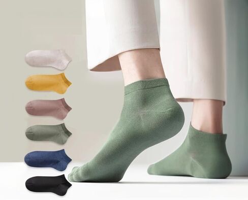 6 Pairs Mens Ankle Socks Low Cut Thin Sock Lightweight Soft Socks in Saudi Arabia