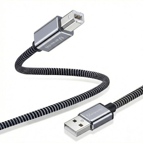 Nanxudyj Printer Cable 3ft,USB Printer Cable Braid USB 2.0 Type A Male to B Male Cable Scanner Cord High Speed Printer Cable Compatible with HP,Canon, Dell, Epson, Lexmark, Xerox, Samsung and More in Kuwait