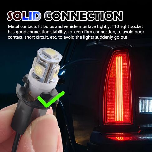 2PCS T10 Bulb Socket with Pigtail Harness,Pure Copper 2-Pin T10 Socket Replacement for Brake/Turn/Tail Light,Universal License Plate Light Sockets Car Accessories for Most Vehicles in Kuwait