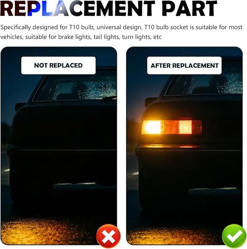 2PCS T10 Bulb Socket with Pigtail Harness,Pure Copper 2-Pin T10 Socket Replacement for Brake/Turn/Tail Light,Universal License Plate Light Sockets Car Accessories for Most Vehicles in Kuwait