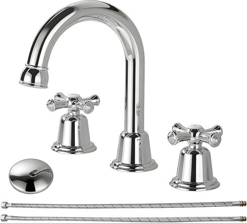 RKF Bathroom Faucets for Sink 3 Hole Matt Black 8 inch Widespread Bathroom Sink Faucet with Drain 2 Handles Cross Knobs Faucet Bathroom Vanity Faucet Basin Mixer Tap Faucet with Hose & Deck CWF039-MB in Saudi Arabia