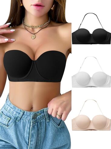 Women's Strapless Bra, Backless Self-Adhesive Bra, Multiway Invisible Straps, Push-Up Lift, Everyday Lingerie for Women in Saudi Arabia