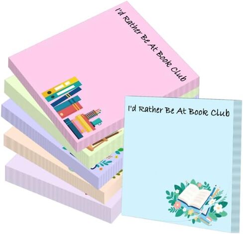 12 Pcs Book Club Gifts Sticky Notes Id Rather Be at Book Club Notes Bulk Sticky Notes for Book Lovers Bookish Gift Stationery for Reader Librarian Bookish Birthday Party Favors in Saudi Arabia