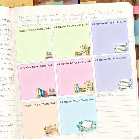 12 Pcs Book Club Gifts Sticky Notes Id Rather Be at Book Club Notes Bulk Sticky Notes for Book Lovers Bookish Gift Stationery for Reader Librarian Bookish Birthday Party Favors in Saudi Arabia