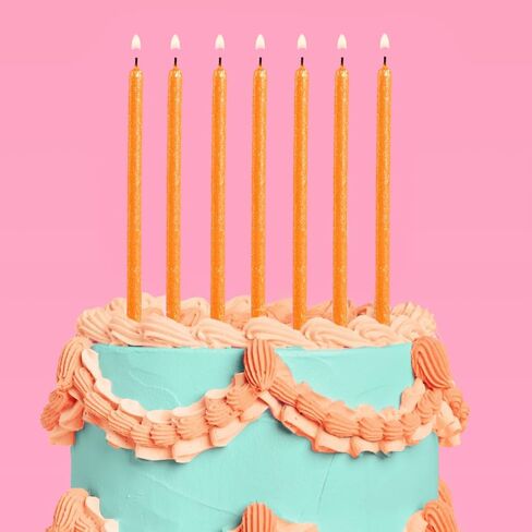 xo، شموع عيد ميلاد لامعة باللون البرتقالي من فيتي - 10 عبوات | عيد ميلاد فتاة العرض، الصيف، حفلة الأطفال، حفلة حمام السباحة، الهالوين in Saudi Arabia