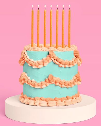 xo، شموع عيد ميلاد لامعة باللون البرتقالي من فيتي - 10 عبوات | عيد ميلاد فتاة العرض، الصيف، حفلة الأطفال، حفلة حمام السباحة، الهالوين in Saudi Arabia