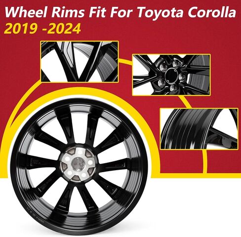 New 18 x 8 Inch Black Aluminium Alloy Wheels for the Toyota Corolla 2019 2020 2021 2022 2023 2024, 18 Inch Black Steel Direct Replacement Rims (1) in Kuwait