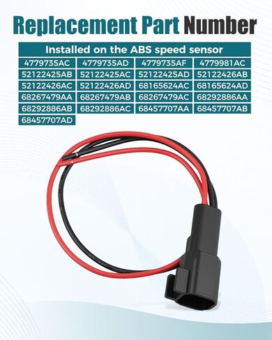 2 Pin ABS Wheel Speed Sensor Connector Fit for Ram 2500 2011-2024, Replace 68457707AB in Kuwait