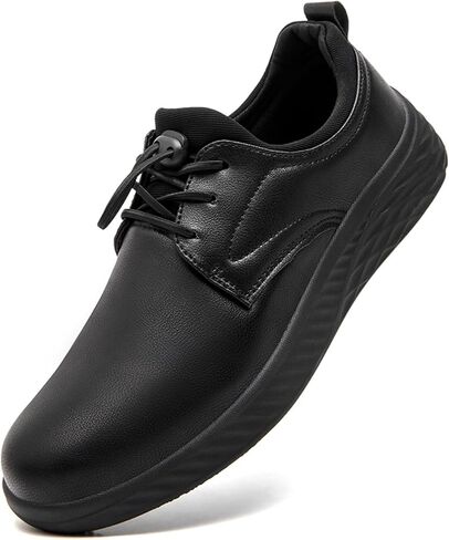 أحذية عمل QIJGS مضادة للانزلاق للرجال باللون الأسود مقاومة للانزلاق أحذية مقاومة للماء من جلد الشيف خدمة الطعام سهلة الارتداء في المطبخ أحذية مريحة وخفيفة الوزن in Kuwait