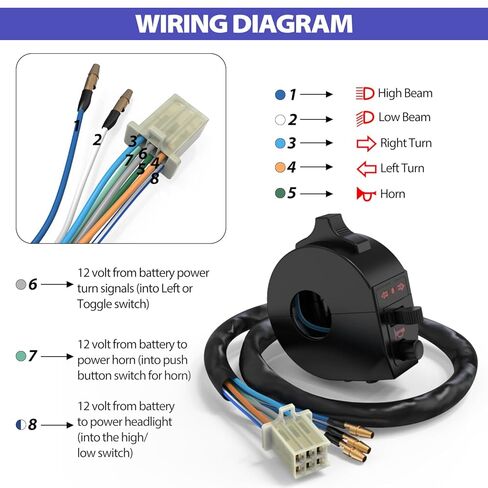 Universal Light Turn Signal Switch + Flasher Relay + Horn + Rear Brake Light Switch Replacement for Honda KTM Suzuki Kawasaki Yamaha Motorcycle Dirt Bike in Kuwait