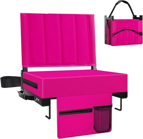 Stadium Seat for Bleachers with Back Support and Cushion, Bleacher Seats with Shoulder Strap and Cup Holder, Padded Portable Folding Comfort Stadium Chair, for Sports Events, Black (1pcs) in Saudi Arabia
