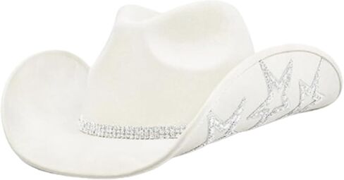 Curved Brim Cowboy Hat With Rhinestone Star Pattern For Christmas Banquet Party Cowgirls Hat For Adult Taking Photo Hats For Men Hats For Women in Saudi Arabia