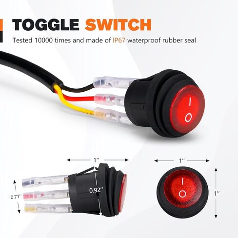 Lightfox LED Light Bar Wiring Harness Kit-14AWG Wiring Kit with 12V Power Relay 40A Blade Fuse On Off Flush Mounted Switch Waterproof DT Connector for Off Road Lights LED Work Light-2 Lead(triangular) in Saudi Arabia