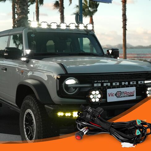 Lightfox LED Light Bar Wiring Harness Kit-14AWG Wiring Kit with 12V Power Relay 40A Blade Fuse On Off Flush Mounted Switch Waterproof DT Connector for Off Road Lights LED Work Light-2 Lead(triangular) in Saudi Arabia