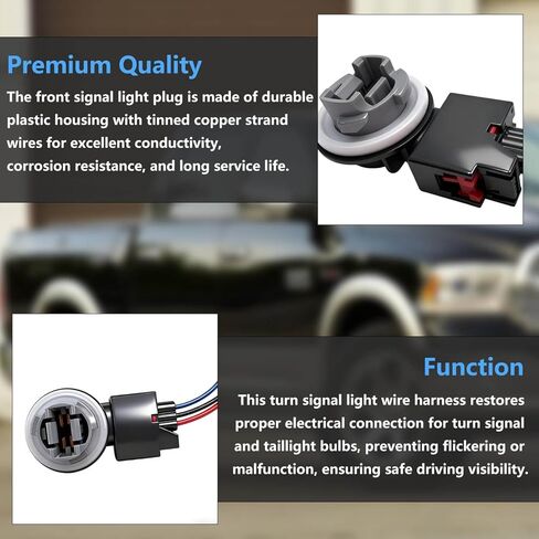 2PCS Turn Signal Light Connector Pigtail Wire Harness Fit Jeep Wrangler JK 2007-2018 Front Lamp & Ram 1500 2011-2014 Rear Tail Light 3-Pin Plug Replace OE 68065016AB 68191950AA in Saudi Arabia